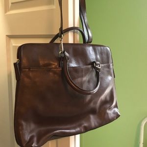 Faux brown leather briefcase